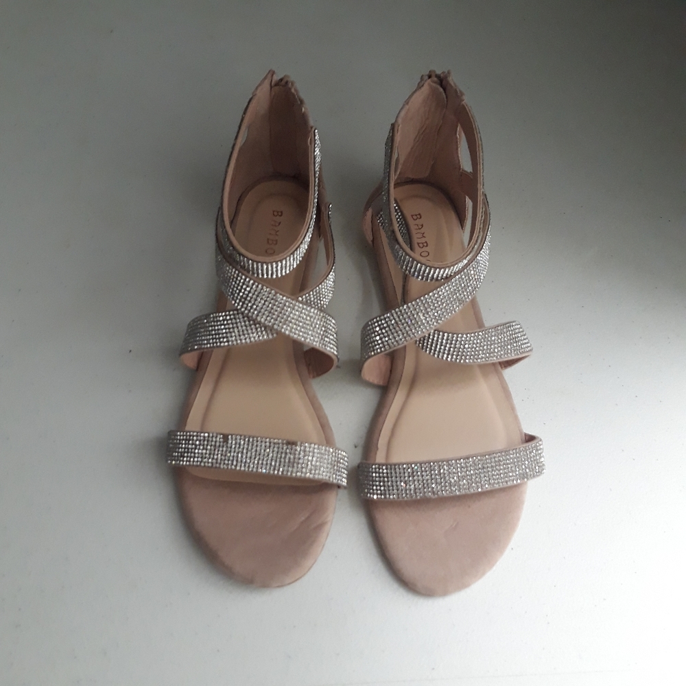 Gold Sandals with rhinestones